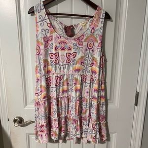 Matilda Jane White Tank Top with Pink, Orange & Purple Print